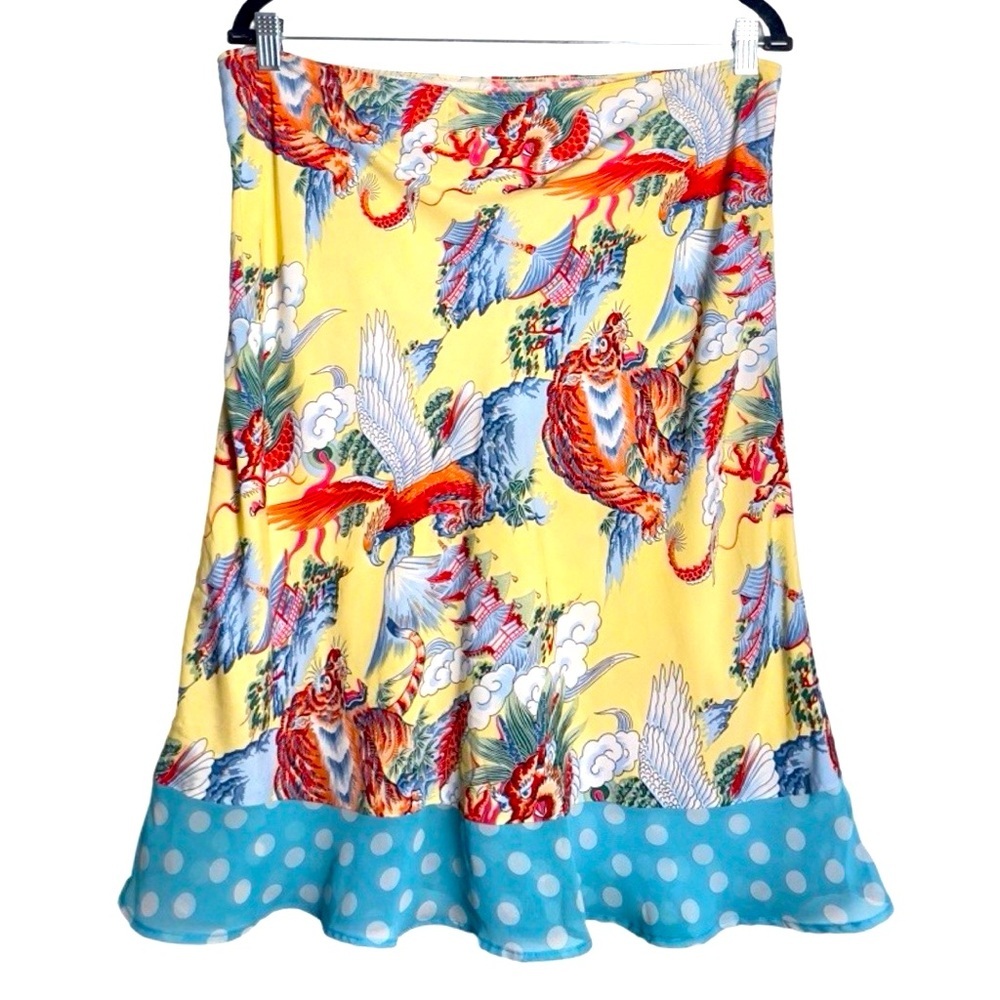 Lucky Beach Hula Wear Vintage Tiger Phoenix Graphic Skirt